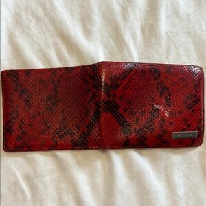 Etro Red and Black Key Card Holder Snakeskin Leather